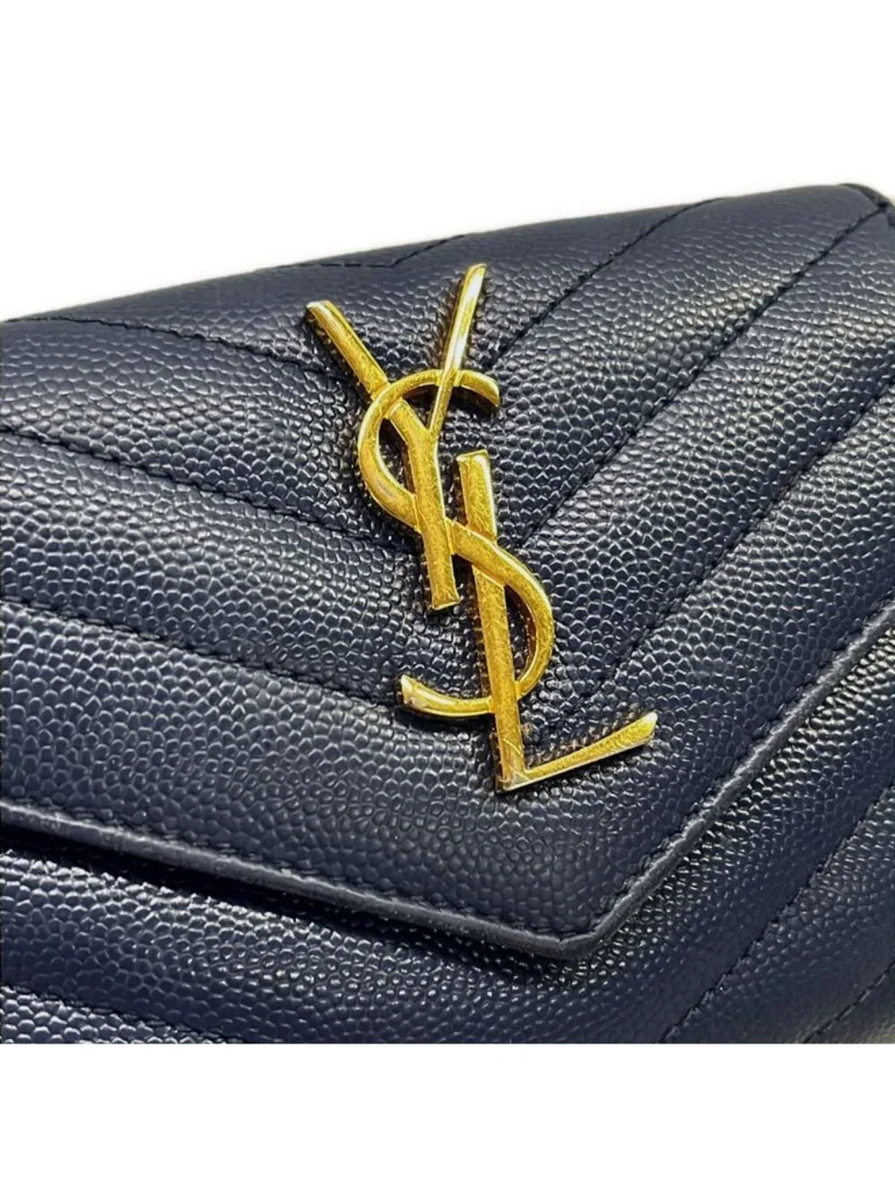Saint Laurent Paris Navy Leather Wallet